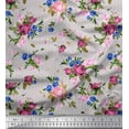 thumbnail image 1 of Soimoi Grey Cotton Cambric Fabric Stripe,Cyclamen & Rose Floral Print Sewing Fabric Yard 42 Inch Wide, 1 of 1