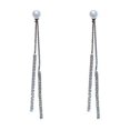 thumbnail image 3 of Pendientes de perlas con borlas largas y aguja de plata 925 para dos usos, temperamento simple, pendientes de diamantes, cara redonda, finos, ideales para caras redondas, 3 of 5