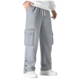 thumbnail image 1 of Lovzfmll Men's Solid Color Slit Hem Cargo Sweatpants, Elastic Drawstring Waist, Straight-Leg for Modern Style Gray, L, 1 of 5