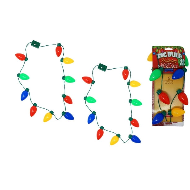 Holiday Light Up Necklace Party Favors Ugly Xmas (2 Pack)