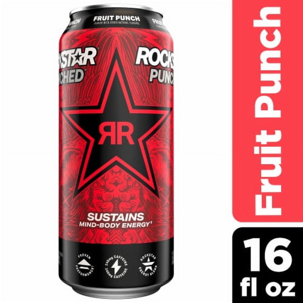 Rockstar Punched Energy Drink Strawberry Peach 16 fl oz Can