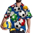 thumbnail image 4 of Football Men's Button Down Hawaiian Poplin Shirt Summer Beach Printed Casual Short Sleeve Unisex Shirts, 4 of 6