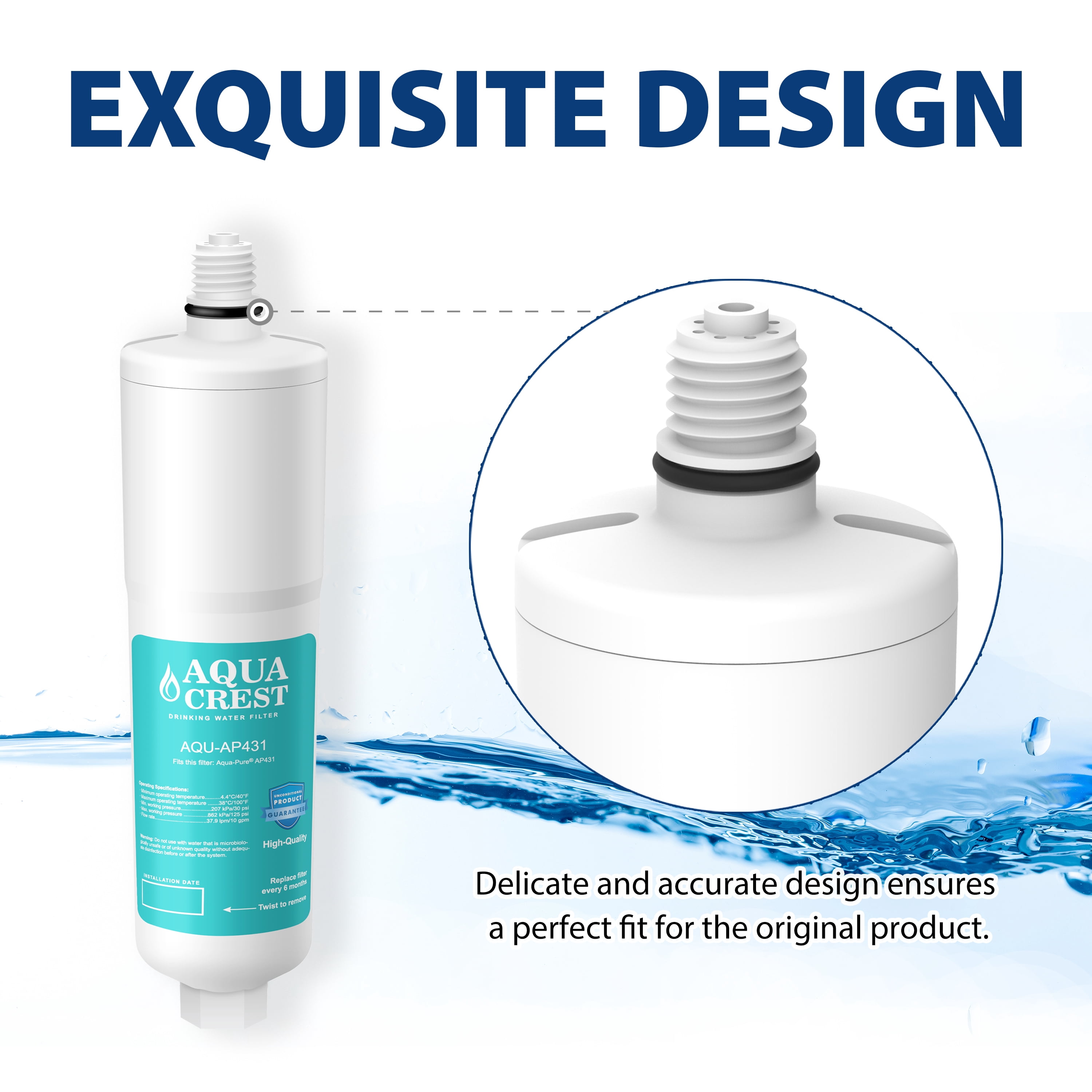 AQUACREST AP431 Replacement for AquaPure AP430, AP431 Hot Water Filtration Cartridge(Pack of 3)