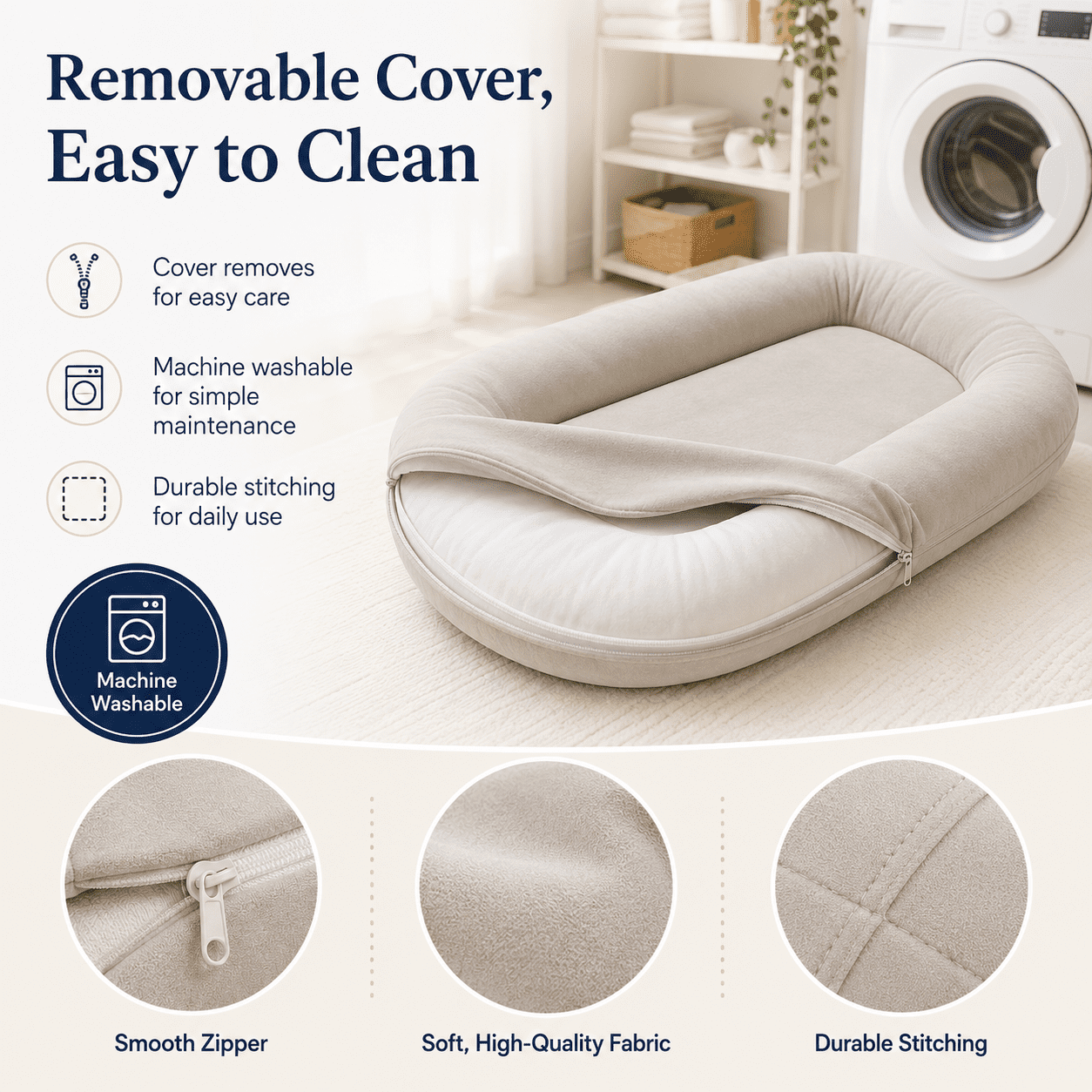 Baby Lounger for Newborn, Soft Care Cushion, Portable Support Pillow, Lightweight Nursery Cushion for Feeding, Bonding and Daily Care(Apricot)
