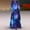 Blue, variant on Fall Women Plus Size Print Daily Casual LongSleeve Vintage Bohemian V Neck Maxi Dress