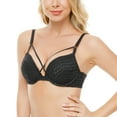 thumbnail image 2 of Deyllo Women's Push Up Bra Sexy Lace Plunge Padded Underwire Bra, Black 38C, 2 of 7