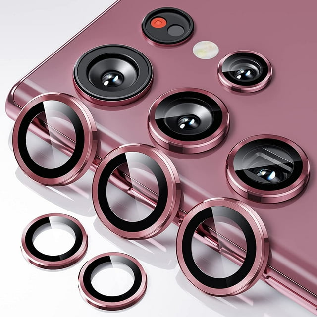 LAICAIW Protecteur d'Objectif de Caméra pour Samsung Galaxy S22 Ultra, Protection d'Écran de Téléphone en Alliage Résistant aux Rayures et aux Chutes pour Accessoires 6.8 Pieds'-bourgogne