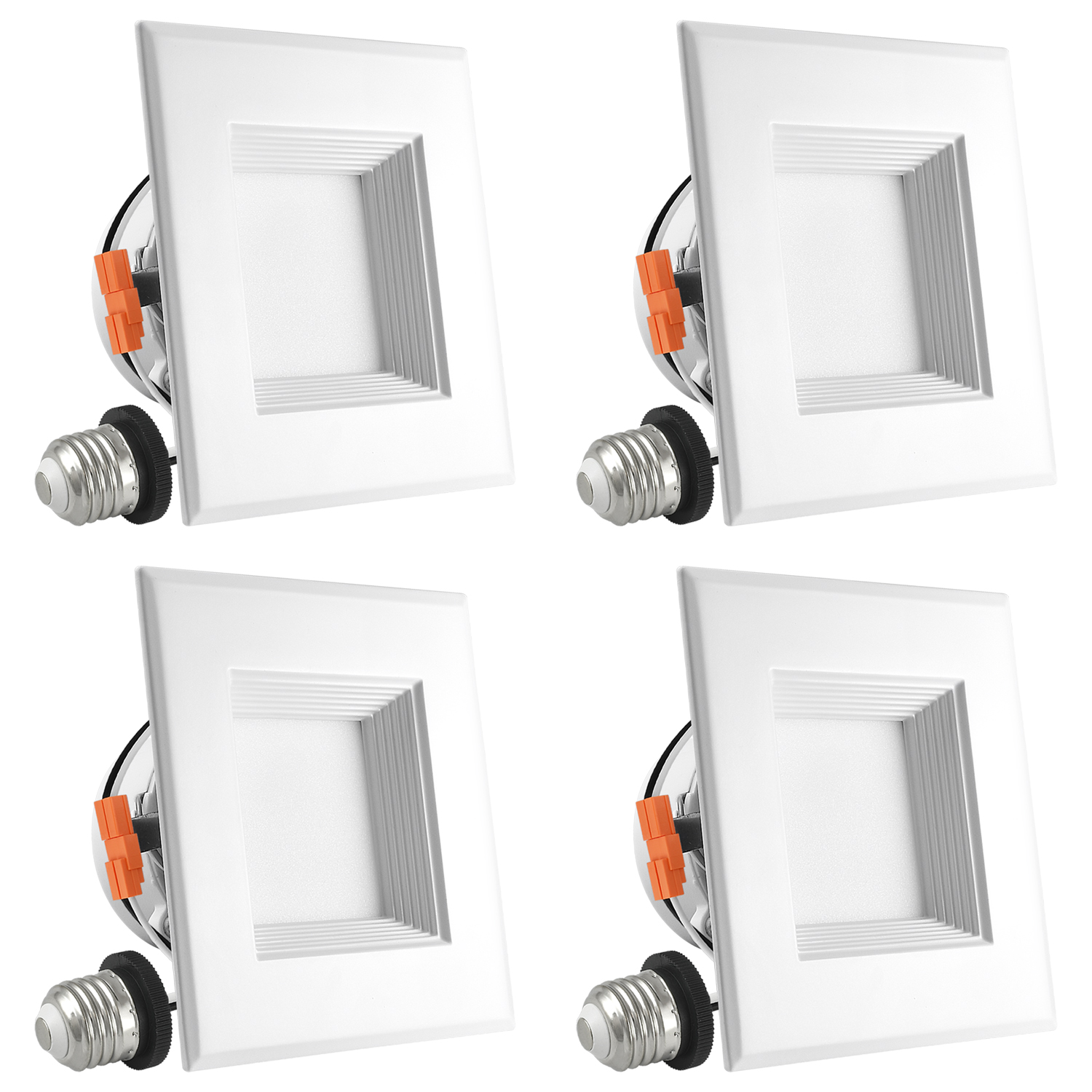 Luxrite 4 Inch Square LED Recessed Light, 10W (60W Equivalent), 4000K