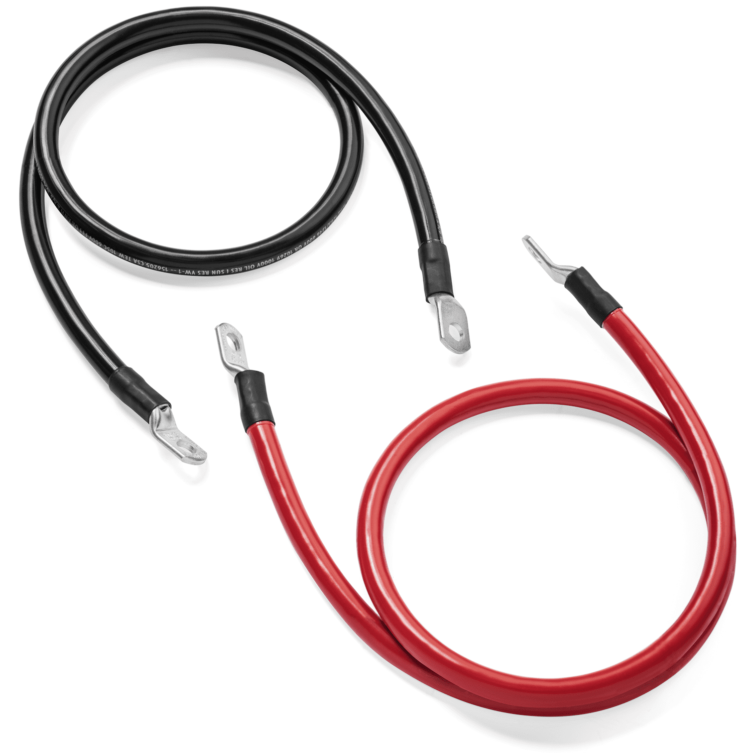 Black 2 Foot 4/0 AWG Battery Cable by Spartan Power 0000 Gauge Negative Only 2 FT 5/16 Ring Terminals 