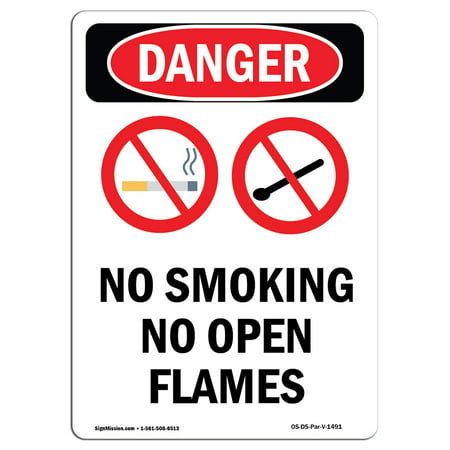 OSHA Danger Sign - No Smoking No Open Flames 5