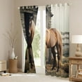 thumbnail image 3 of Castle Fairy Western Animal Horse Black Out Curtains for Children Teenagers,Rustic Farmhouse Cabin Curtains Pack of 2 (42x63 Each),Southwestern Vintage Aesthetic Bedroom Curtains Bedroom Decor, 3 of 6
