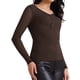 thumbnail image 4 of Camisa casual de fiesta de manga larga semi transparente con fruncidos y panel de lentejuelas para mujer, talla XL, marrón oscuro, 4 of 6