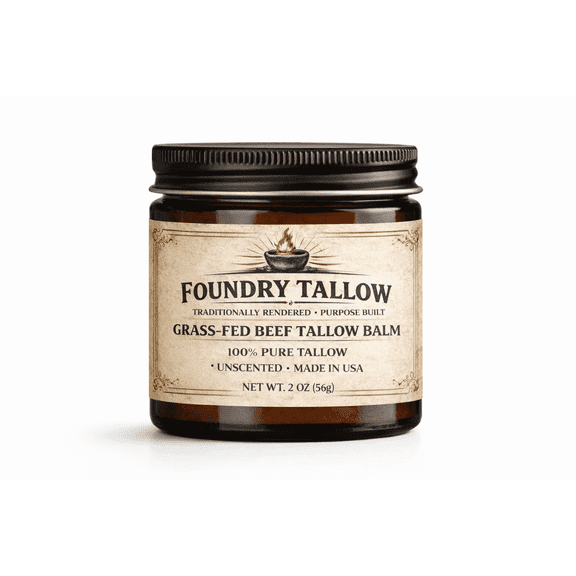 FOUNDRY TALLOW 100% Pure Grass-Fed Beef Tallow Balm Moisturizer, Unscented, Cosmetic Skin Care, 2 oz