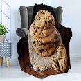 thumbnail image 4 of Cookie Soft Flannel Fleece Throw Blanket, Homemade Brown Baked Doughy Goods and Crumbs Dessert Focused Treats Cooking Theme, Cozy Plush for Indoor and Outdoor Use, 50" x 70", Multicolor, by Ambesonne, 4 of 5