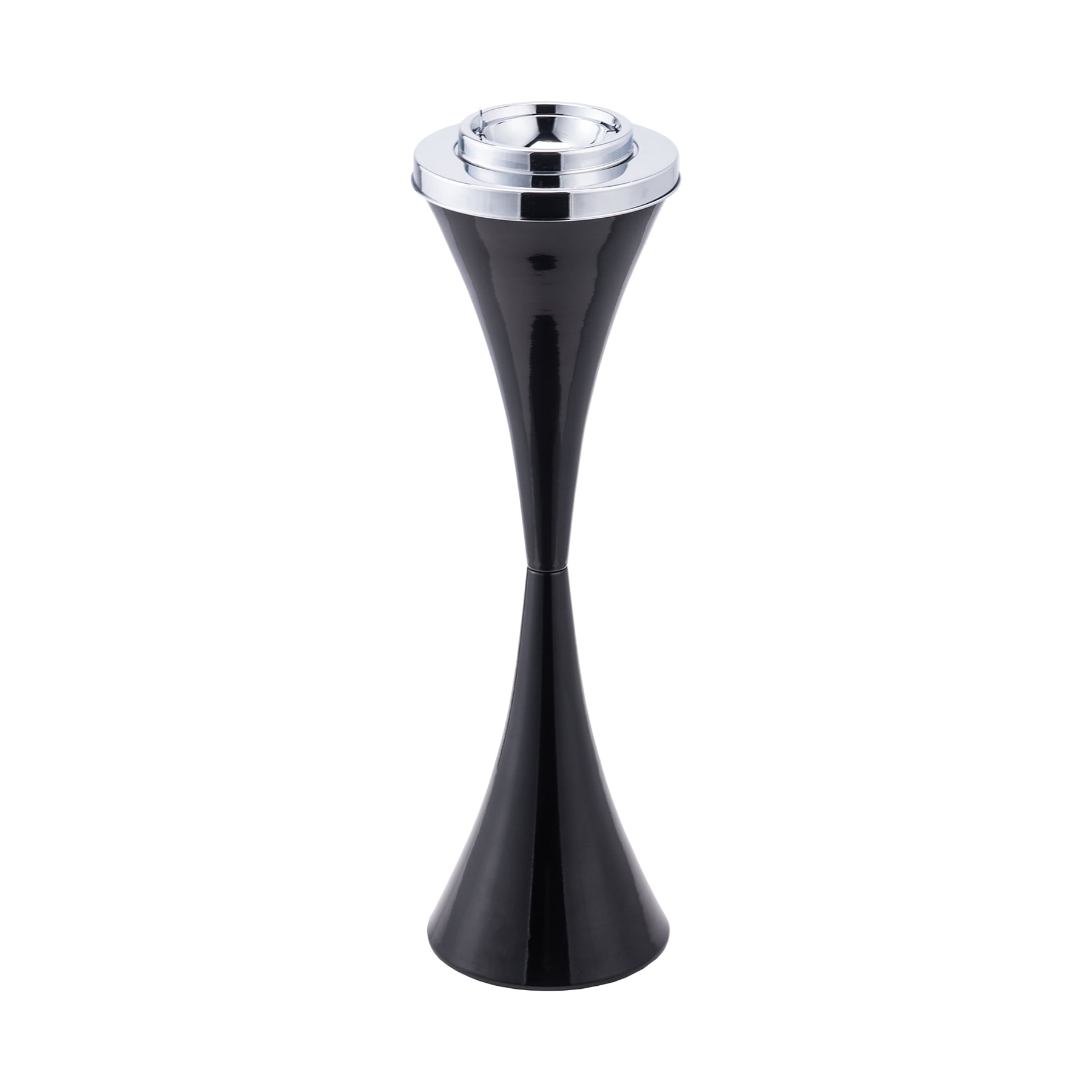 Floor Standing Ashtray with Lid 24 In. Height, Black Retro
