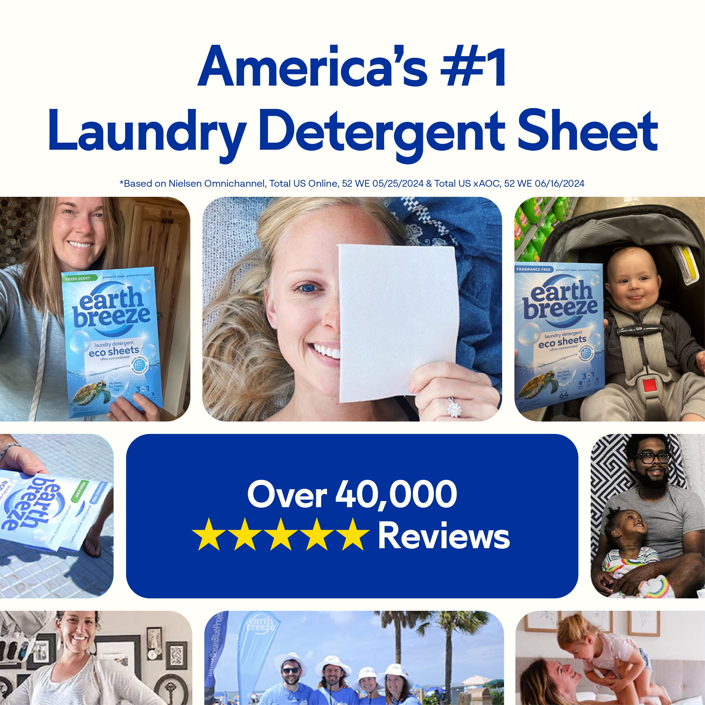 Earth Breeze Laundry Detergent Sheets, Fragrance-Free, Eco Friendly, 14 Count, 28 Loads
