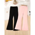 thumbnail image 3 of 14T Big Girls Clothes 14T Girls Pants 2PCS Girls Solid Color Pants Big Girls Bell-bottomed Pants Pink and Black, 3 of 7