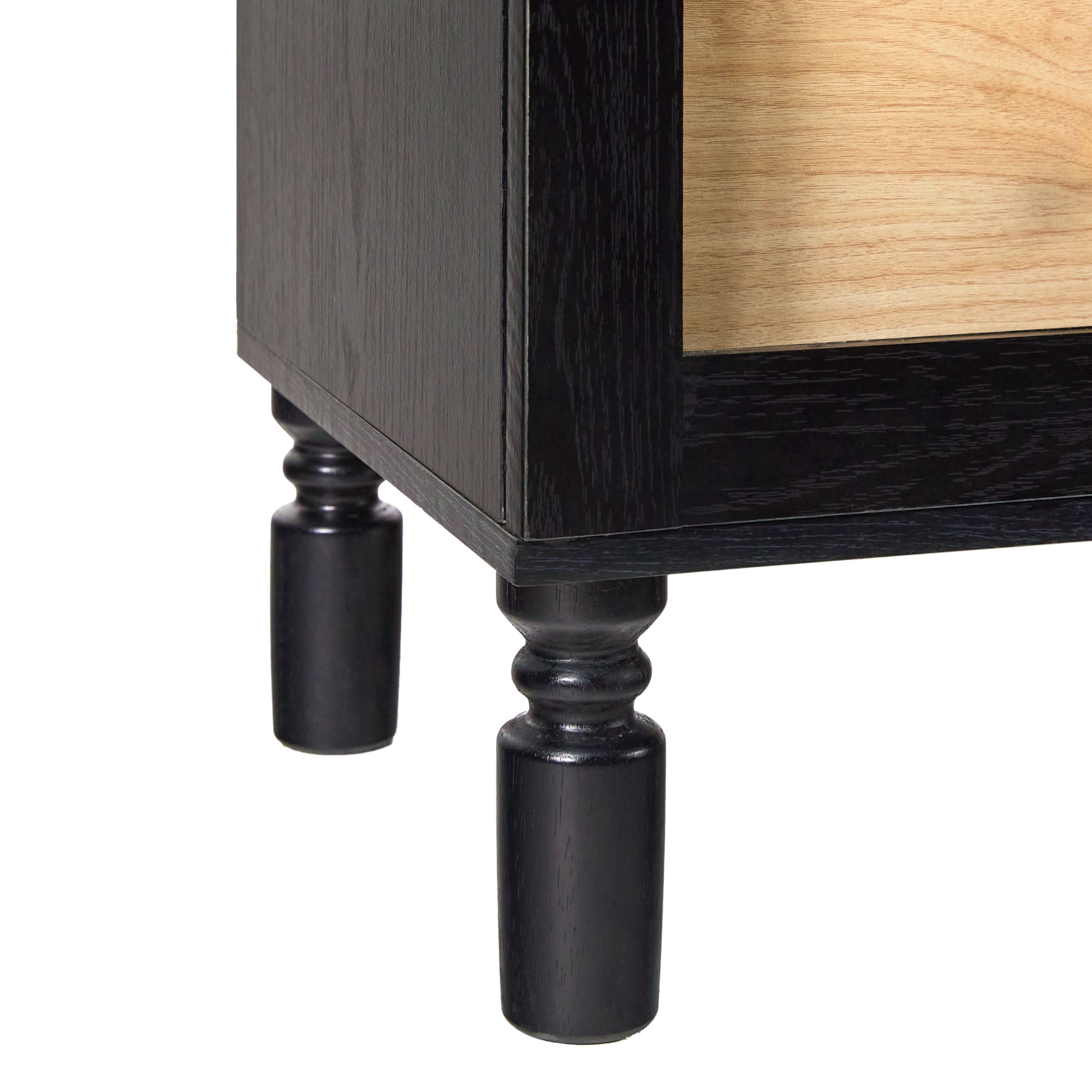 Walker Edison Modern Arched Bookshelf Tall Glass Door Cabinet with Inner Drawers, Black