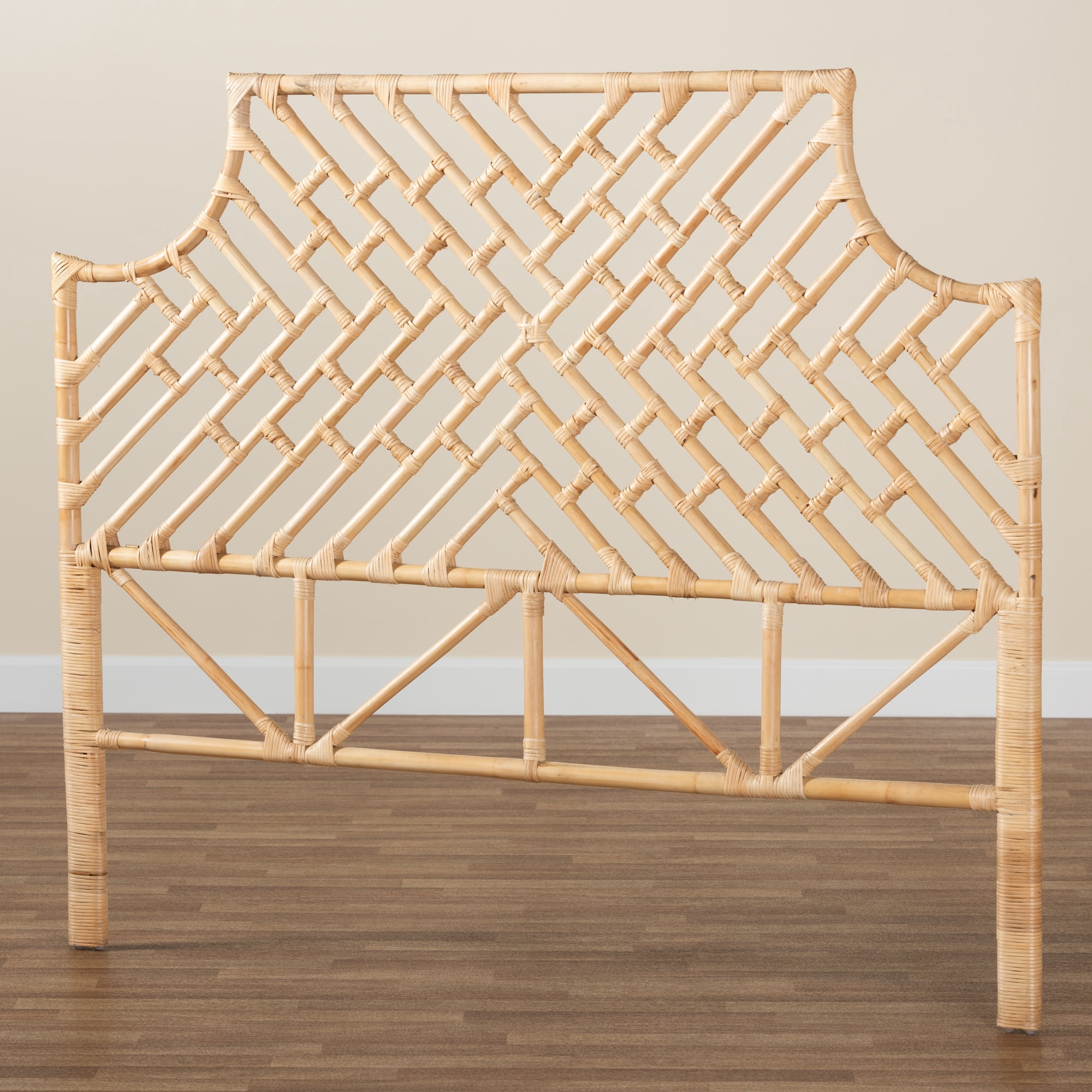bali & pari Jayliah Rattan BOHO Headboard, Queen Size, Natural Brown
