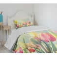 thumbnail image 4 of Ambesonne Pastel Quilted Bedspread Set 2 Pcs, Tulips Flower Bed Park, Twin Size, Multicolor, 4 of 6