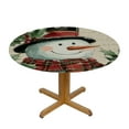 thumbnail image 3 of Autua Snowman Christmas Holly Round Tablecloth Stain-Resistant 100% Polyester 46"-50, 3 of 8