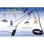Flame King Propane Torch Kit, Heavy-Duty Adjustable Flame Weed Burner with Battery-Operated Igniter, Black/Blue/Silver
