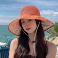 thumbnail image 3 of Women's Sun Hat - Lace Breathable Wide Brim Sunscreen Lady Beach Summer Hat with Bow-knot & Strap, 3 of 5