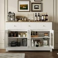thumbnail image 5 of Hetoy Farmhouse Large Buffet Sideboard Cabinet with 4 Doors 3 Drawers Adjustable Shelves 55 Inch White, 5 of 6