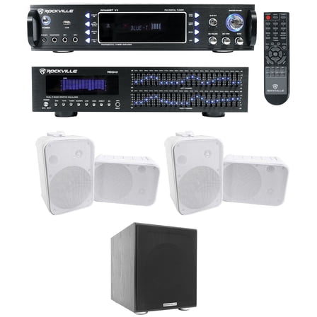 Rockville Home Theater Bluetooth Receiver EQ (4) 6.5" Speakers 8" Subwoofer Sub