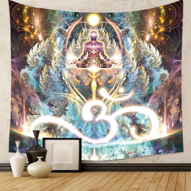 Tapiz para colgar en la pared, meditación, yoga, om, resumen espiritual