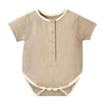 thumbnail image 4 of Mgmyaa Baby Boys Girls Pure Cotton Muslin Short Sleeve Bodysuit Snap Closure Summer Romper Newborn Jumpsuit for 3-24 Months, 4 of 9