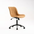 thumbnail image 4 of YOUNIKE Upholstered Desk Chair, Armless Computer Chair with Wheels，Modern Faux Leather Office Chair，Adjustable Swivel Rolling Chair，Adjustable Height，Suitable for Office, Home, Tan, 4 of 15