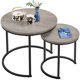 thumbnail image 1 of YEXJA Rustic Nesting Coffee Table with Round Wooden Tabletop & Sturdy Metal Base,Gray, 1 of 12