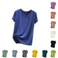 thumbnail image 5 of Nkmbld Short Sleeve Shirts for Women, Casual Thin Round Neck Tops Soft Loose Casual T-Shirt Summer Solid Loose Blouse, Green, 5 of 5