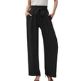 thumbnail image 1 of Pantalones con forro polar Gibobby para mujer pierna ancha cintura ajustable sueltos cómodos con bolsillo Negro XL, 1 of 5