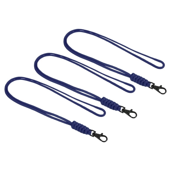 Uxcell 19" Paracord Lanyard Lobster Clasp Necklace Cord Badge Holder Strap, Blue 3 Pack