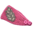 thumbnail image 1 of Crochet Headbands Winter Leaves Pattern with Rhinestones Elastic Head Protector Wide Warm Chunky Hair Accessories for Girls Dark Pink, 1 of 6