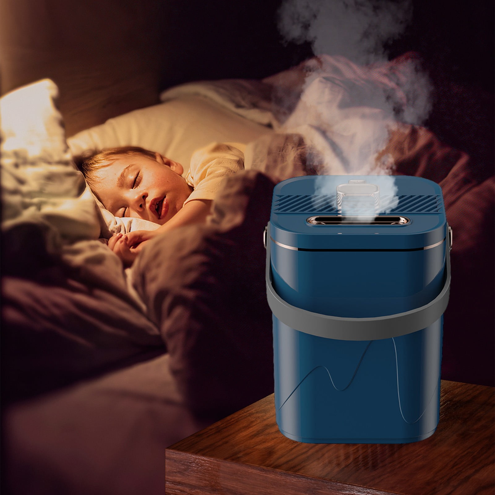 MICLOZYT Humidifier Large Room,1.8L Quiet Portable Dual-Nozzle Desktop Cool Mist Humidifier (Blue),for Baby Nursery and Plant