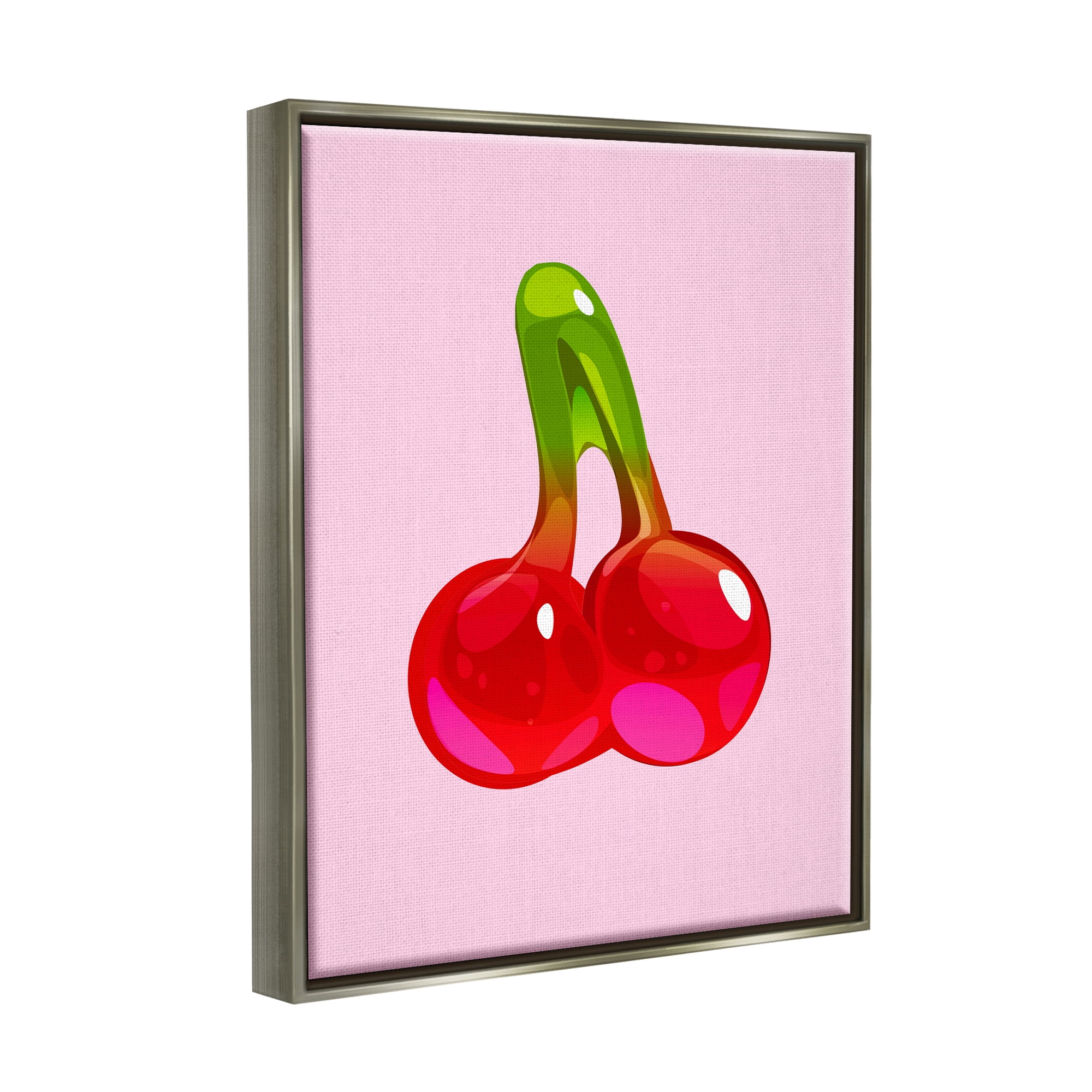 Stupell Industries Cherry Gummy Candy Food & Beverage Painting Gray Floater Framed Art Print Wall Art, 17 x 21