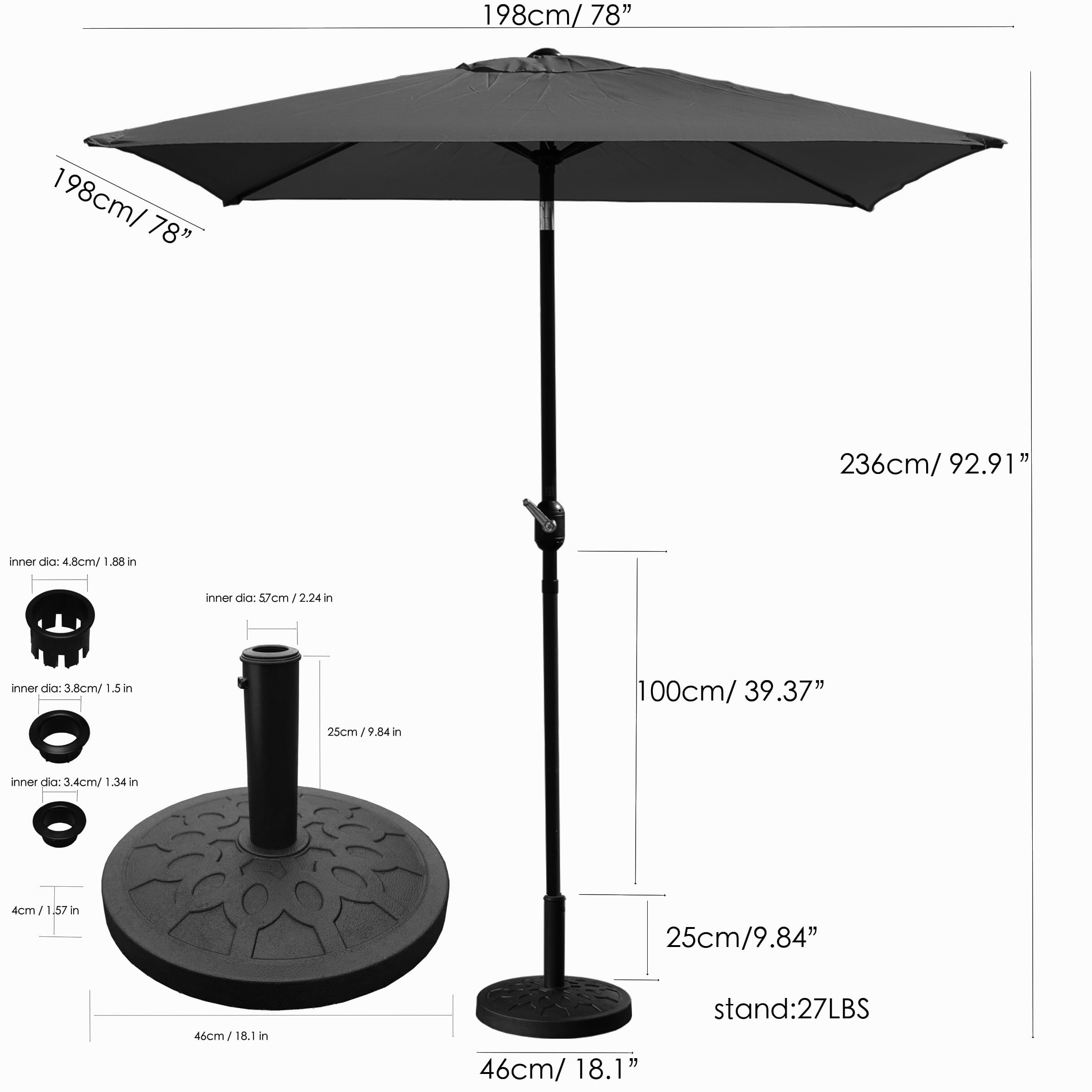 Davee Furniture 6.5 Ft Outdoor Patio Market Umbrella with Base - Orange