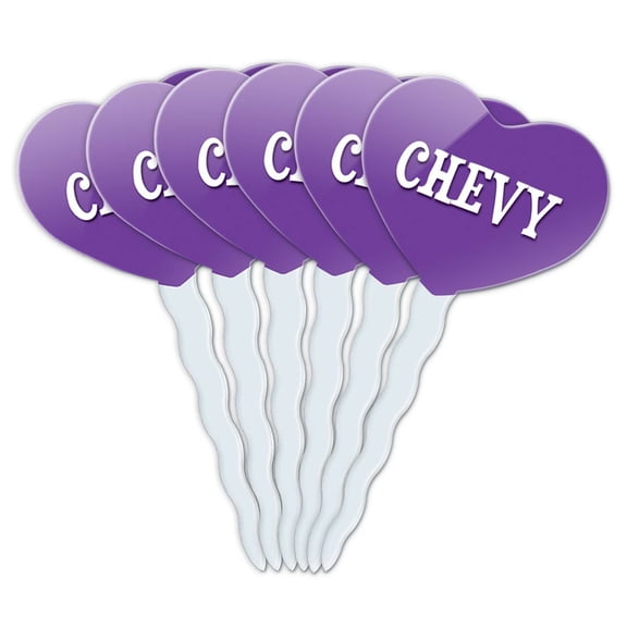 Chevy Heart Love Cupcake Picks Toppers - Set of 6