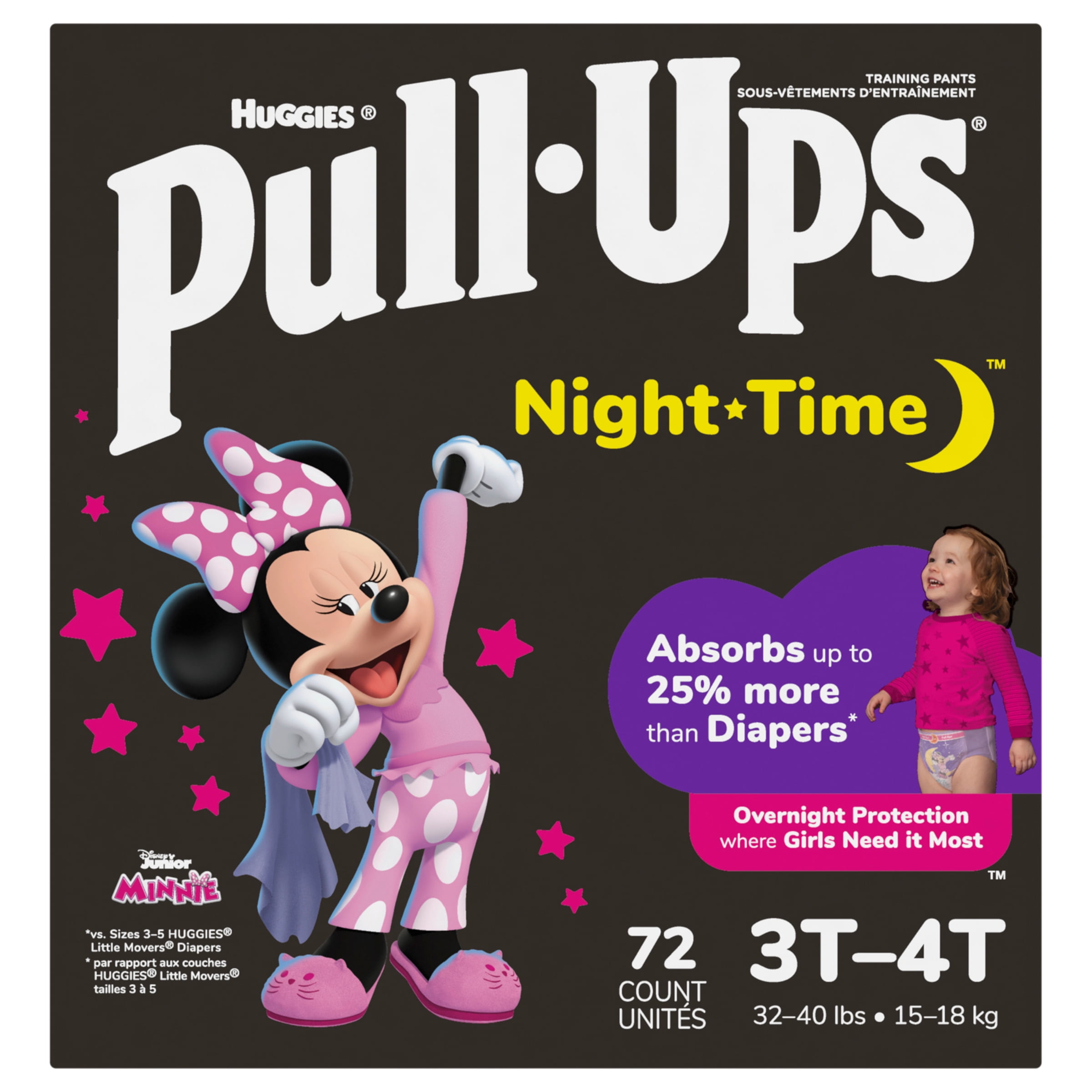 Pull-Ups Girls' Night-Time Potty Training Pants, 3T-4T (32-40 lbs), 72 Ct