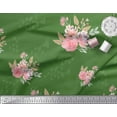 thumbnail image 3 of Soimoi Green Cotton Poplin Fabric Triangle & Rose Floral Print Fabric by the Yard 56 Inch Wide, 3 of 3