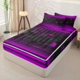 thumbnail image 2 of jejeloiu Black Purple Classic Check Zipper Full Size Comforter Sets with Fitted Sheet and 2 Pillowcases For Girls,Abstract Geometric Print Zipper Bedding Set For Kids,Reversible,4 Pieces, 2 of 7