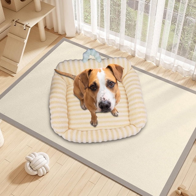 Alfombrilla para cama para gatos, perrera autocalentable, parte inferior antideslizante, alfombrilla para mascotas, cama para perros y gatos, cojín , Amarillo
