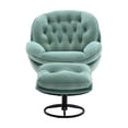 thumbnail image 4 of Velvet Accent Chair with Ottoman,Modern Medieval Style Armchair with Footrest,Comfy TV Chair for Living Room,Bedroom,Home Office,Metal Base Frame,Teal, 4 of 8