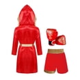thumbnail image 2 of Moggemol Kids Girls Boys Boxer Clothes Boxing Robe And Print Shorts Gloves Set For Mma Kickboxing Red 16, 2 of 7