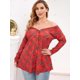 thumbnail image 2 of Botón a cuadros V-cuello ancha más tapa del tamaño Rosegal Blusas Tallas Grandes, 2 of 5