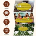 thumbnail image 7 of Yellow Wooden Grain Round Tablecloth, Fitted Table Cover with Elastic for 55"-60" Round Tables, Country Shabby Planks Rural Table Cloth Outdoor Indoor Dinning Party Waterproof Tablecloths, 7 of 7