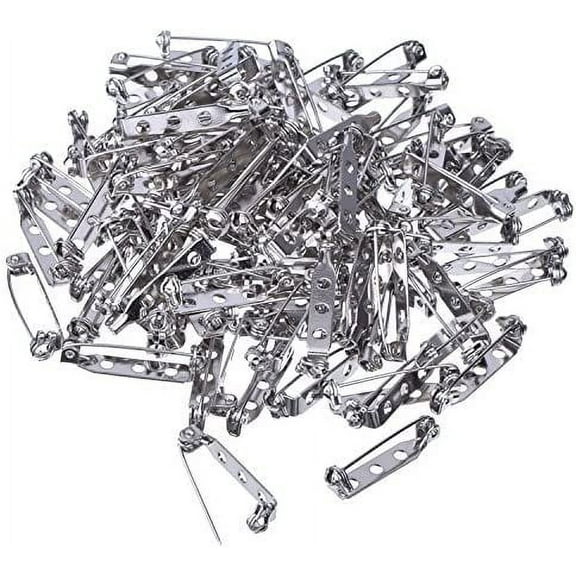 Generic Weddecor 25mm Silver Tone Brooch Pins with Back Bar Safety Clasp Locking for Jewellery Making, Crafts, Badges, 100pcs, 1 inch